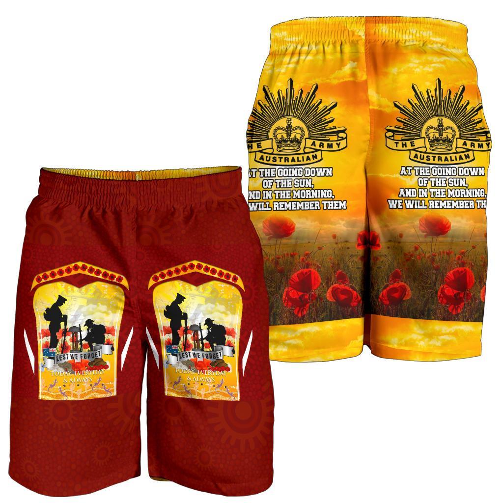 ANZAC All Over Print Men's Shorts - Lest We Forget Aboriginal Version - Vibe Hoodie Shop