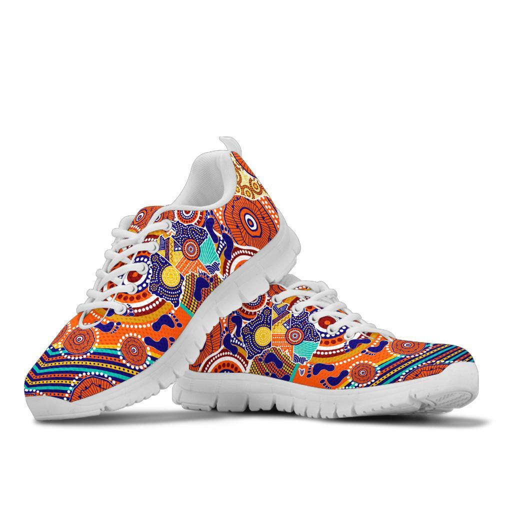 Aboriginal Sneakers - Australian Map Dot Painting - Vibe Hoodie Shop