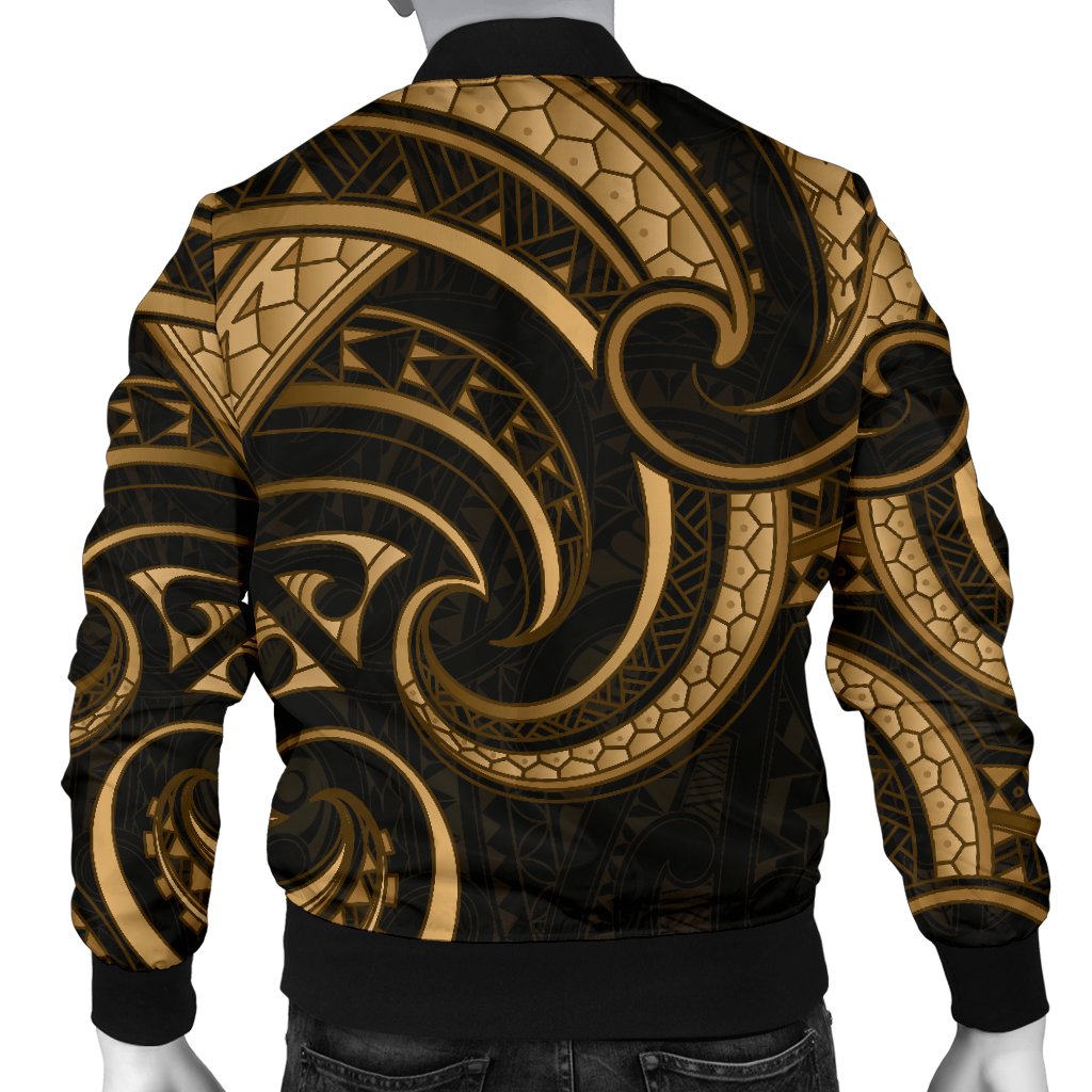 New Zealand Maori Mangopare Men Bomber Jacket Polynesian - Gold - Vibe Hoodie Shop