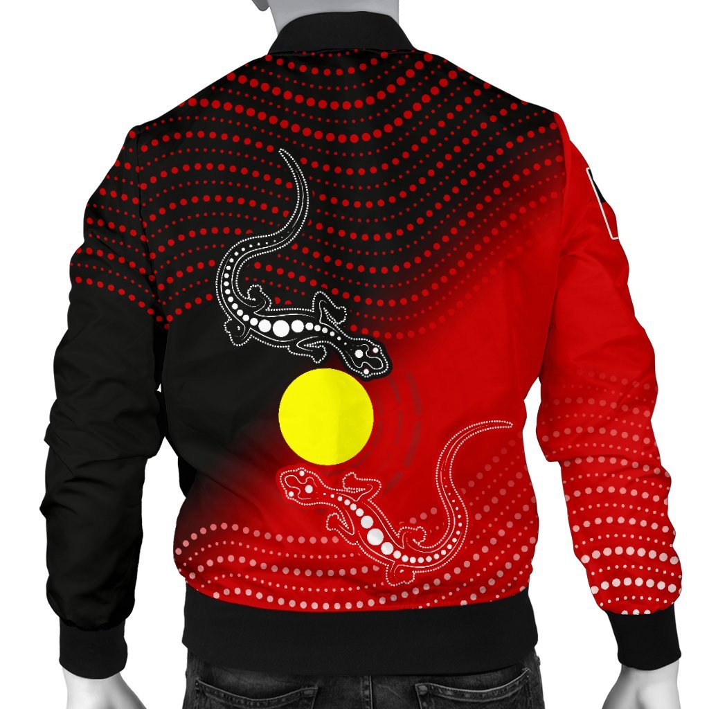 Custom Aboriginal Men's Bomber Jacket - Two Indigenous Lizard - Vibe Hoodie Shop