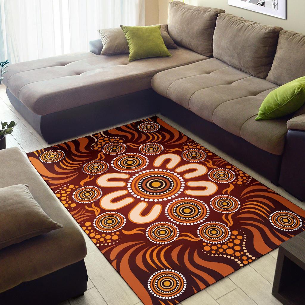 Aboriginal Area Rug - Circle Flowers Patterns Ver02 - Vibe Hoodie Shop