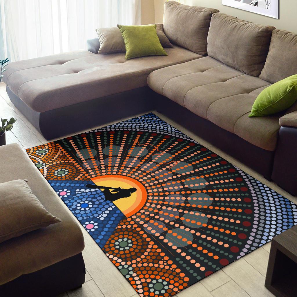 Area Rug - Didgeridoo Australia Rug Aboriginal Dot Painting - Vibe Hoodie Shop