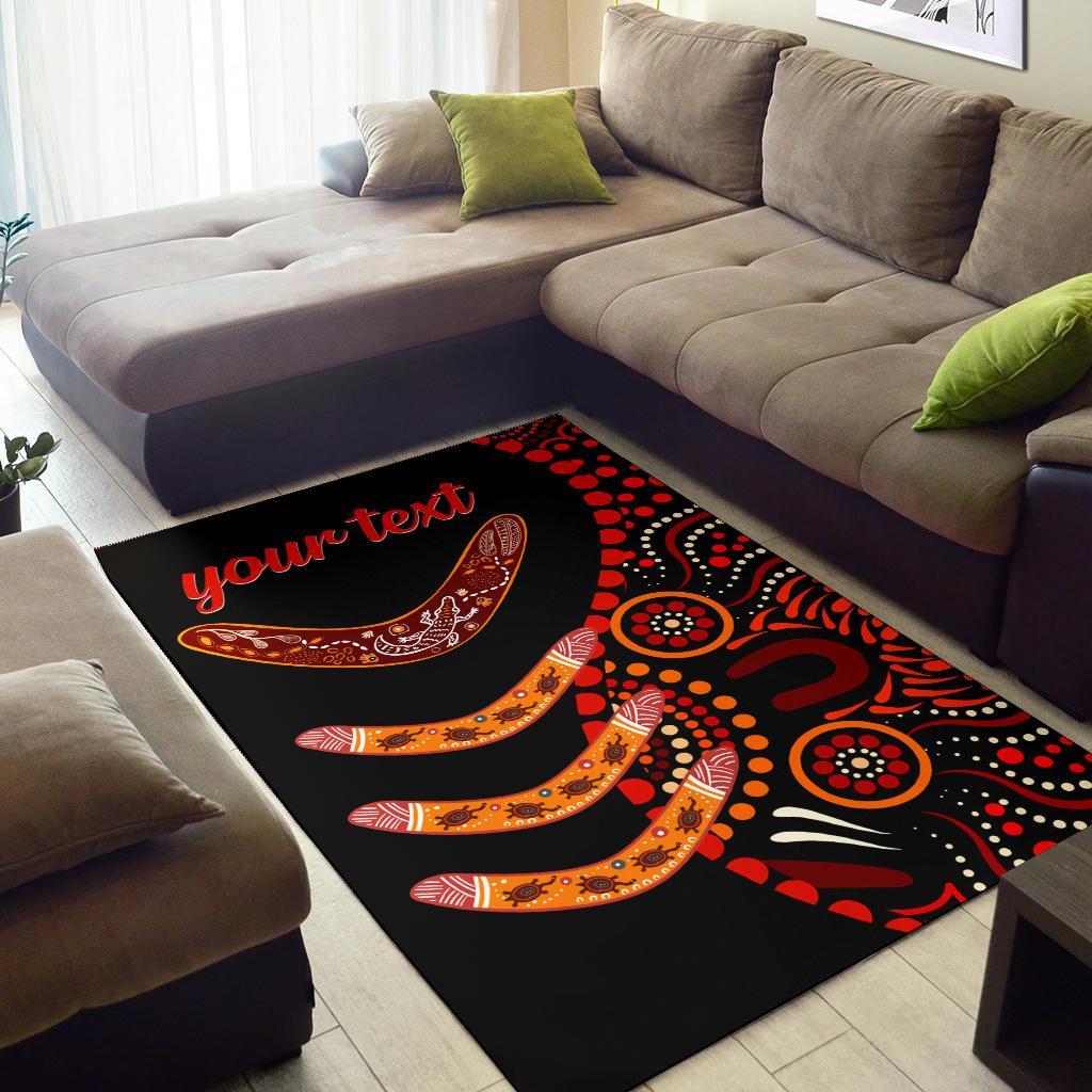 Aboriginal Personalised Area Rug - Aboriginal Boomerangs With Dot Painting Pattern - Vibe Hoodie Shop