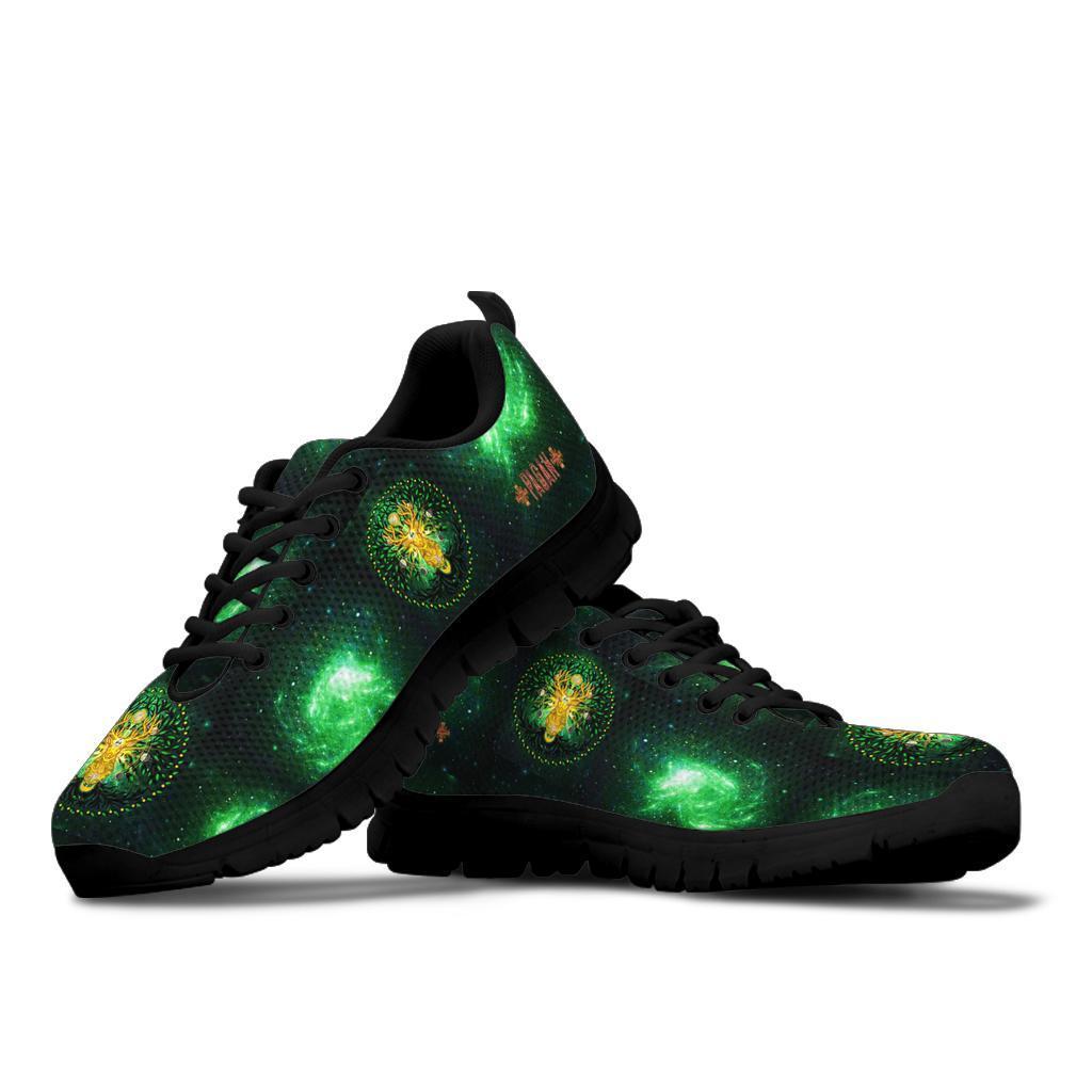 Celtic Pagan Deer Sneakers - Moon Phases Deer with Tree of Life - Vibe Hoodie Shop