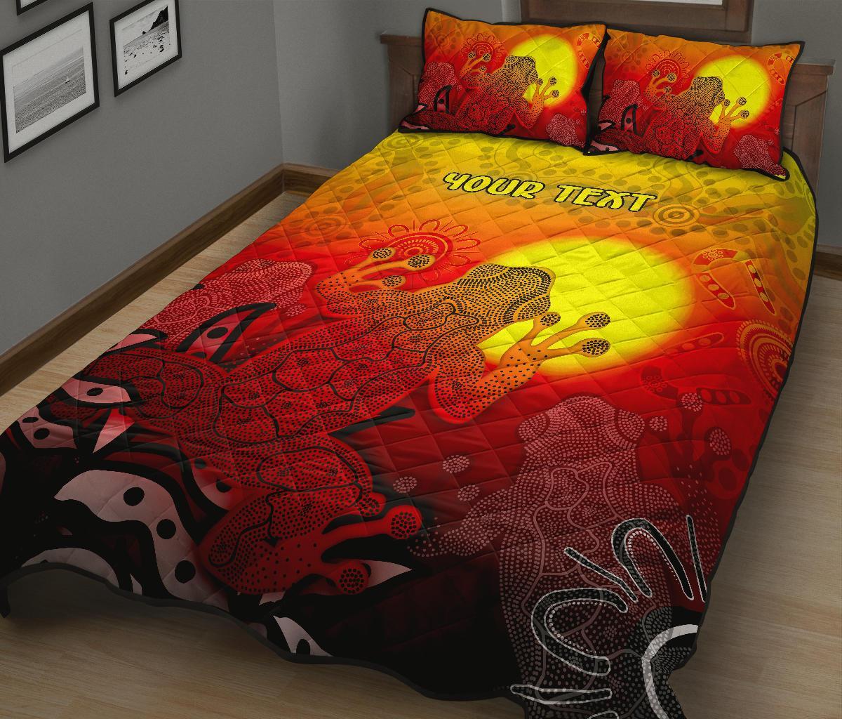 Custom Aboriginal Quilt Bed Set - Indigenous Frog (Red) - Vibe Hoodie Shop