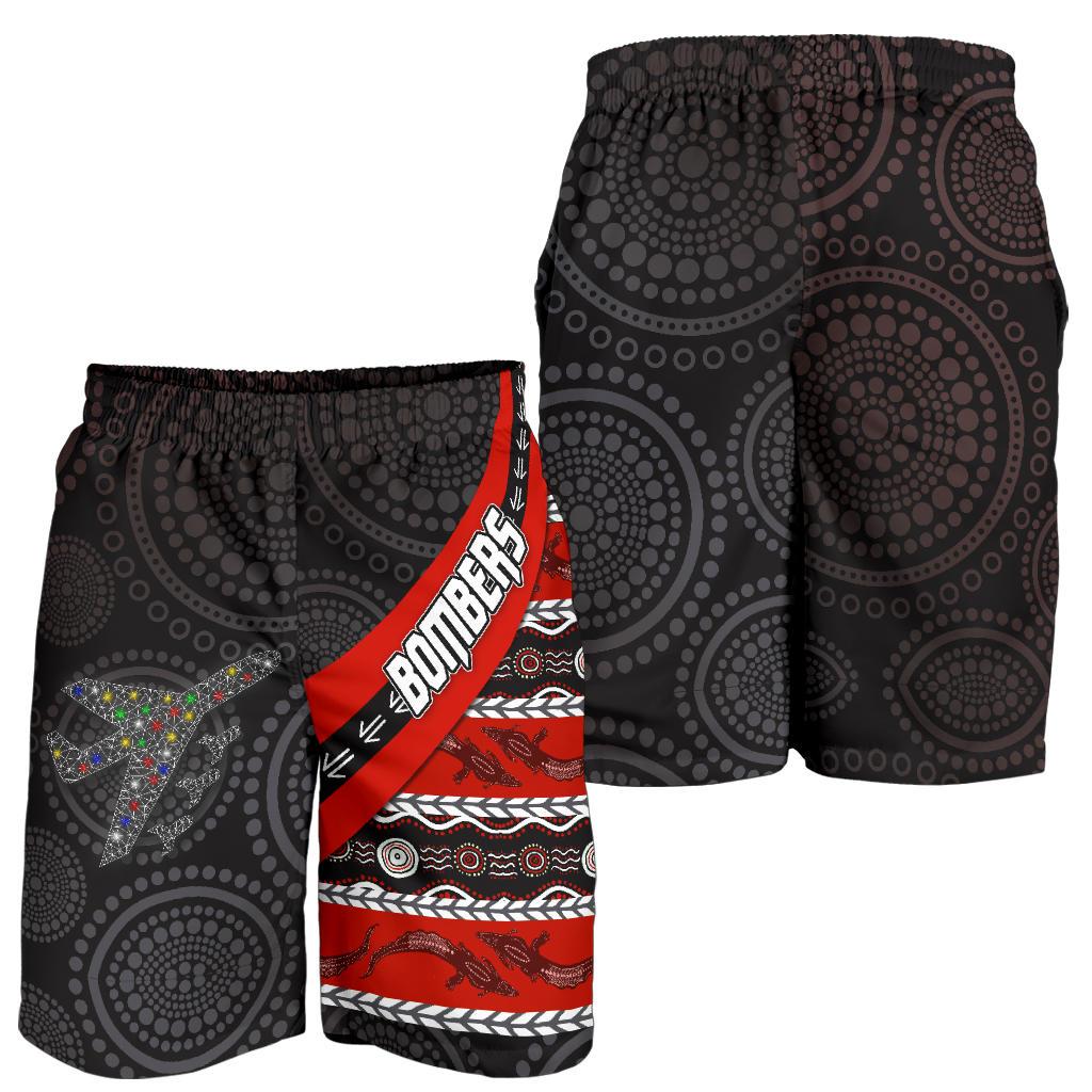 NAIDOC Essendon Men Shorts Aboriginal Bombers - Vibe Hoodie Shop