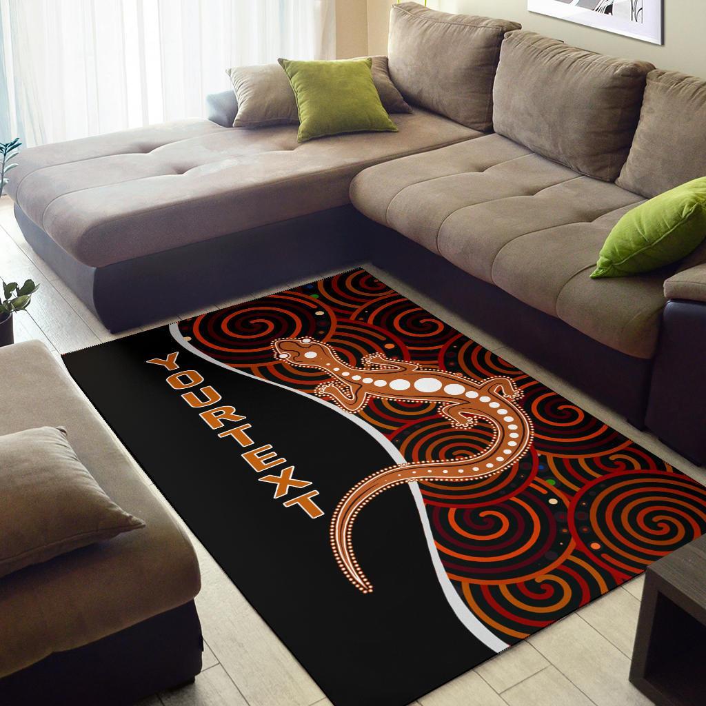 Aboriginal Personalised Area Rug - Indigenous Lizard Dreaming - Vibe Hoodie Shop