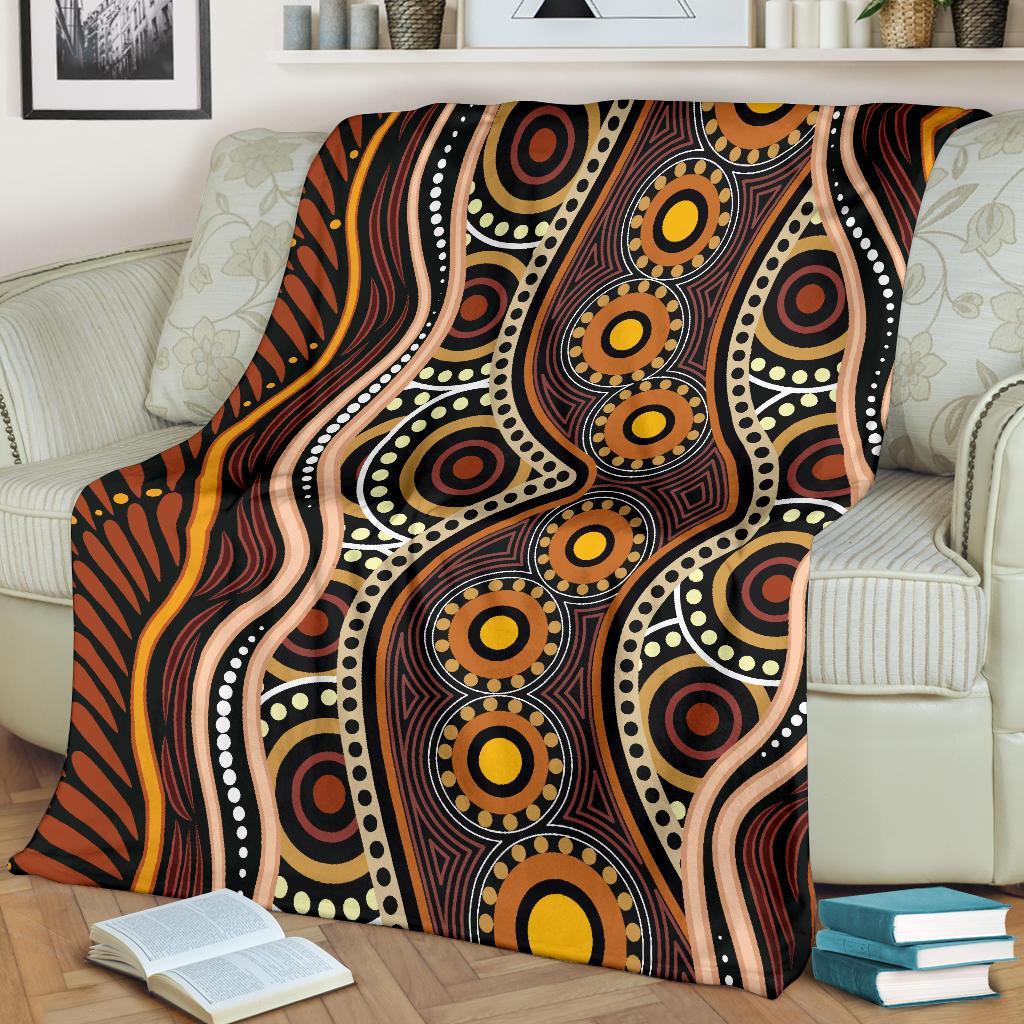 Aboriginal Premium Blanket - Indegenous Dot Painting Art - Vibe Hoodie Shop