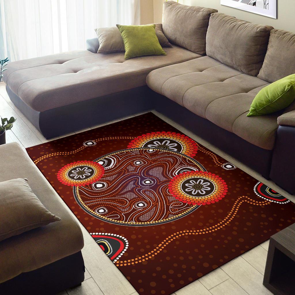 Area Rug - Aboriginal Dot Painting Rug Earth Ver11 - Vibe Hoodie Shop