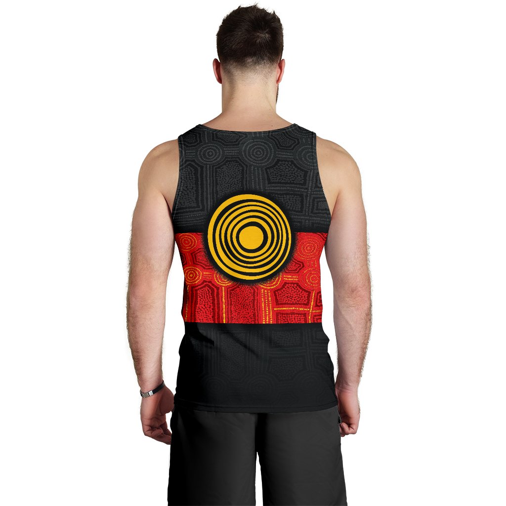 Aboriginal Men's Tank Top - Aussie Indigenous Flag - Vibe Hoodie Shop