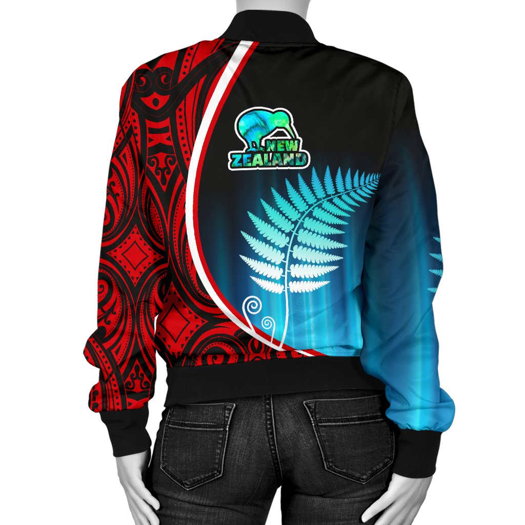 Aotearoa Rugby Black Maori Women Bomber Jacket Kiwi and Silver Fern New Zealand - Vibe Hoodie Shop