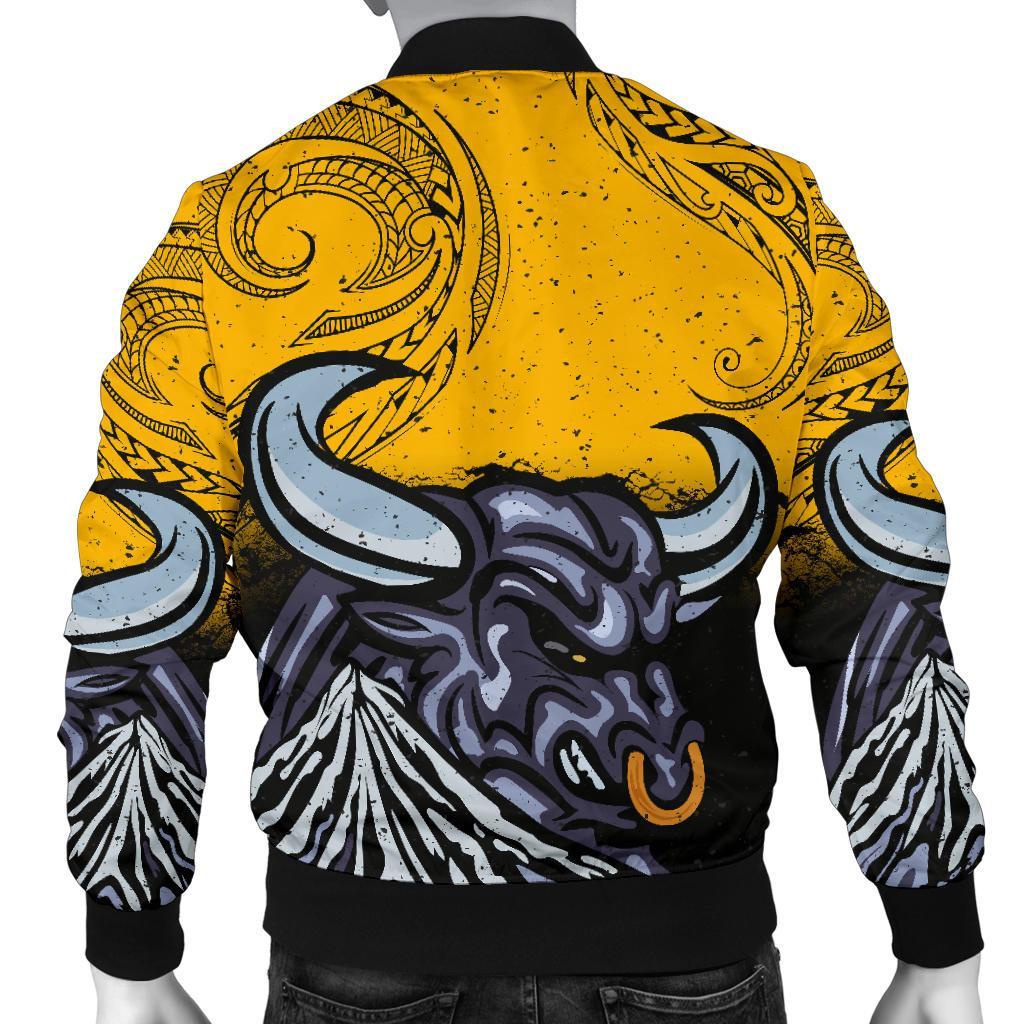 New Zealand Maori Men Bomber Jacket Taranaki Bull - Vibe Hoodie Shop