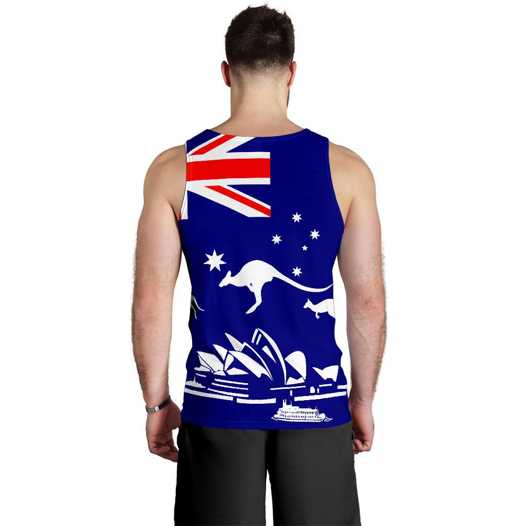 Men Tank Top - Sydney Opera Mens Tank Kangaroo Aus Flag - Vibe Hoodie Shop