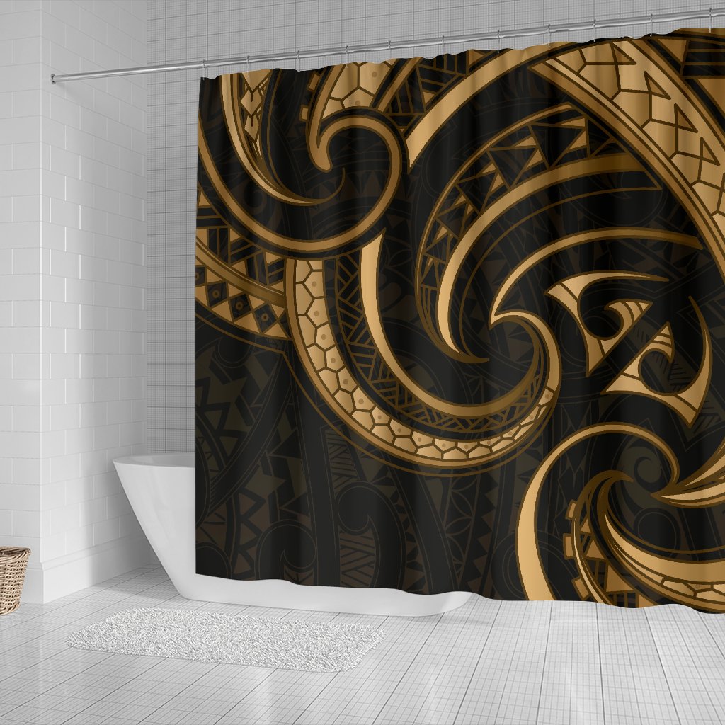 new-zealand-maori-mangopare-shower-curtain-polynesian-gold