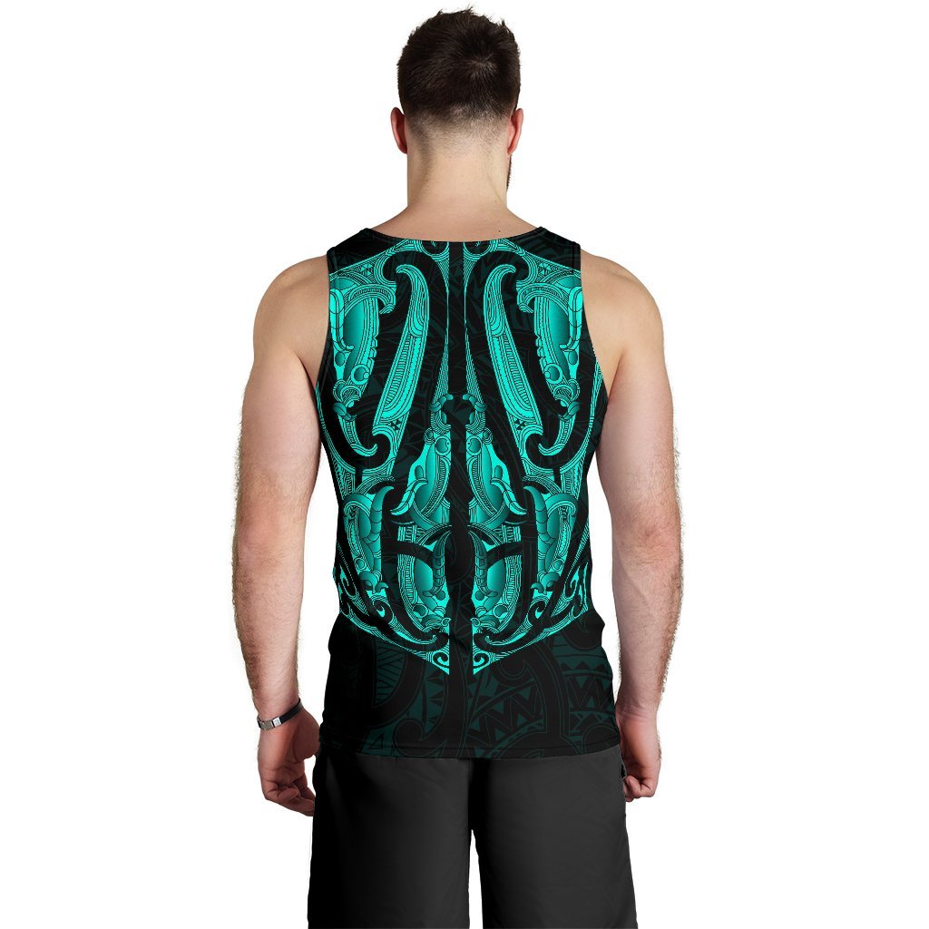 Maori Ta Moko Men Tank Top New Zealand Turquoise - Vibe Hoodie Shop