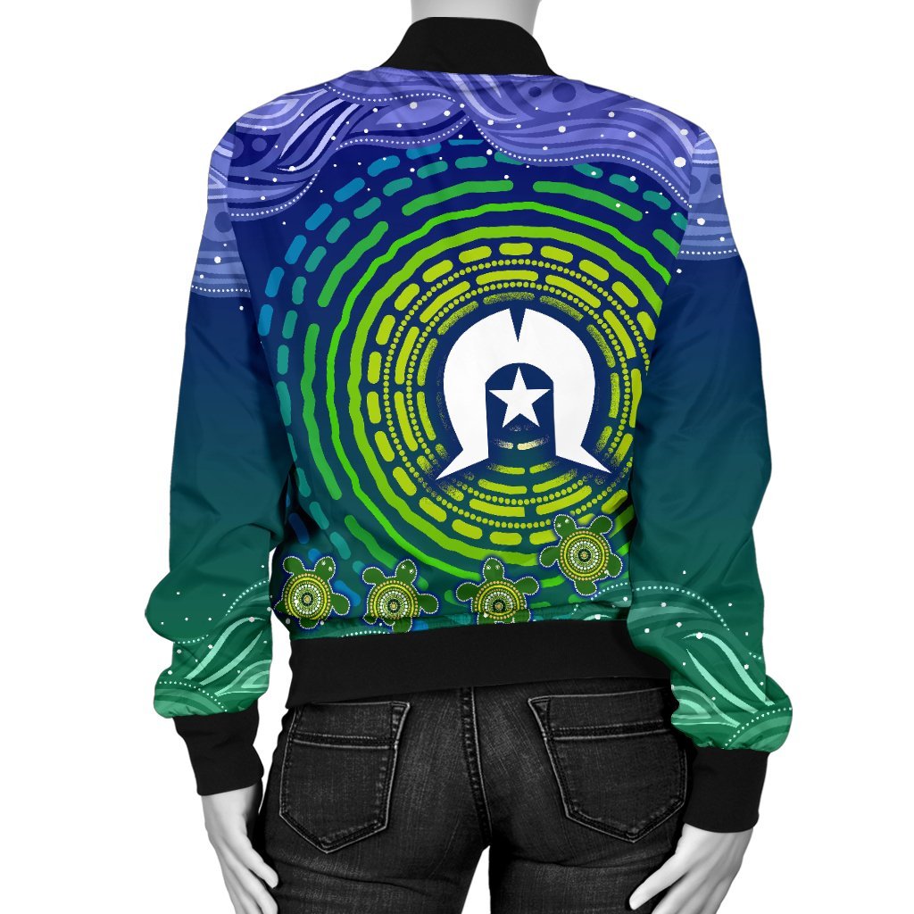 Torres Strait Islanders Women's Bomber Jacket - Aboriginal Turtle - Vibe Hoodie Shop