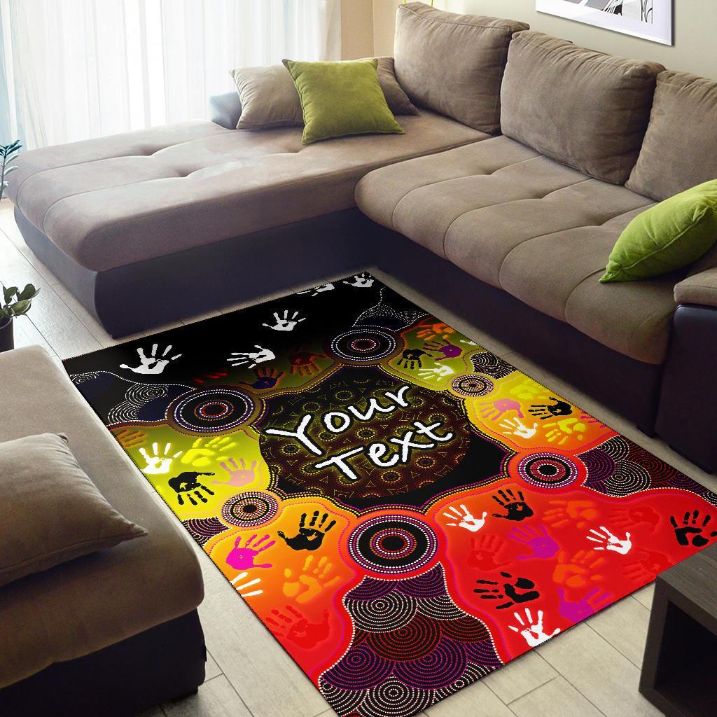 Custom Aboriginal Area Rug, Indigenous Circle Dot Painting Hand Art - Vibe Hoodie Shop