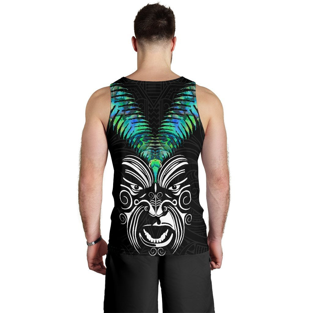 New Zealand Maori Moko Men's Tank Top Paua Shell - Vibe Hoodie Shop