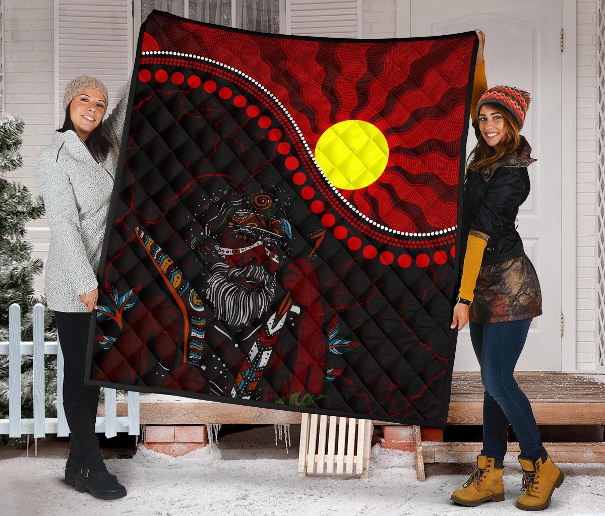 Aboriginal Premium Quilt - Indigenous People And Sun - Vibe Hoodie Shop