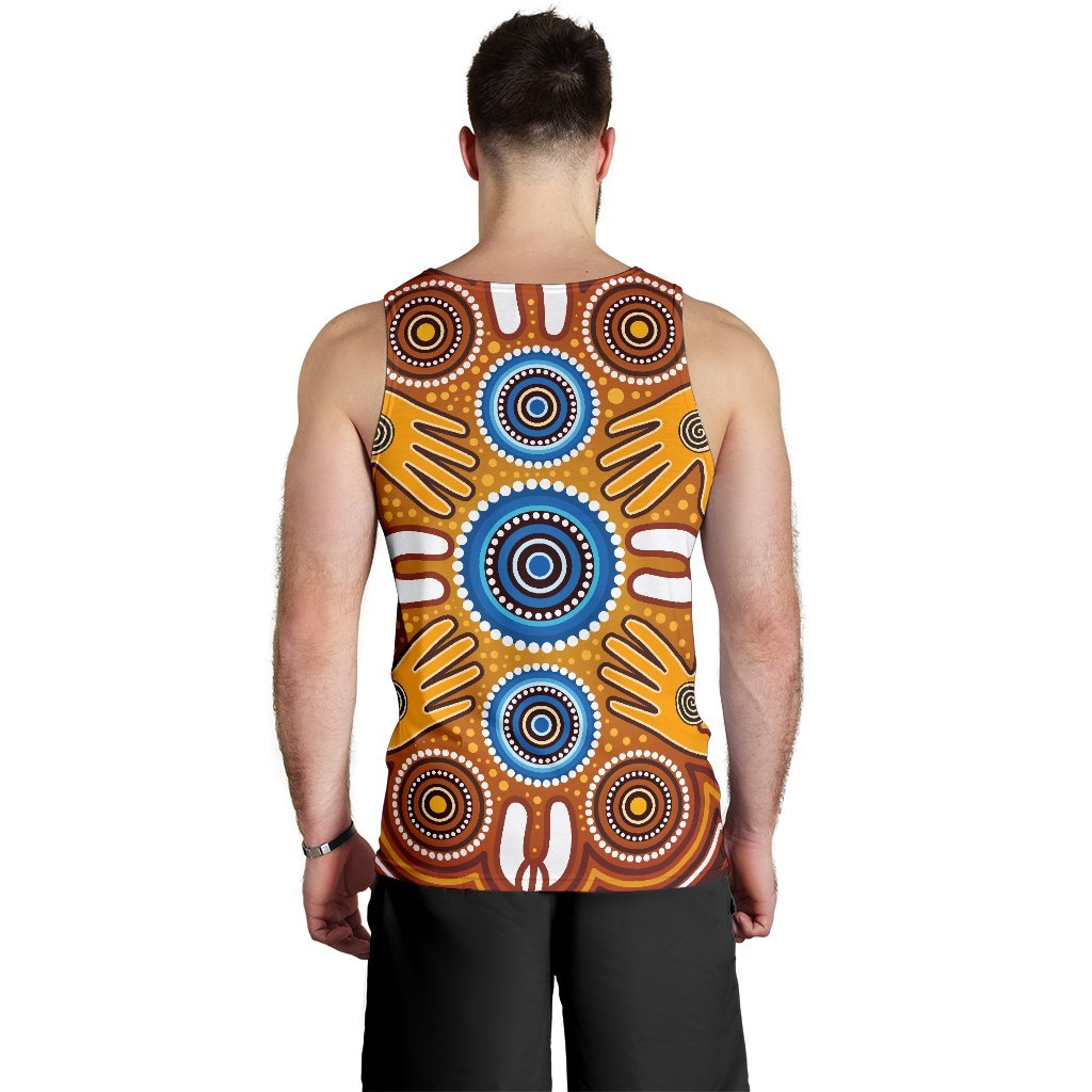 Men's Tank Top - Aboriginal Family With Dot Painting art - Vibe Hoodie Shop