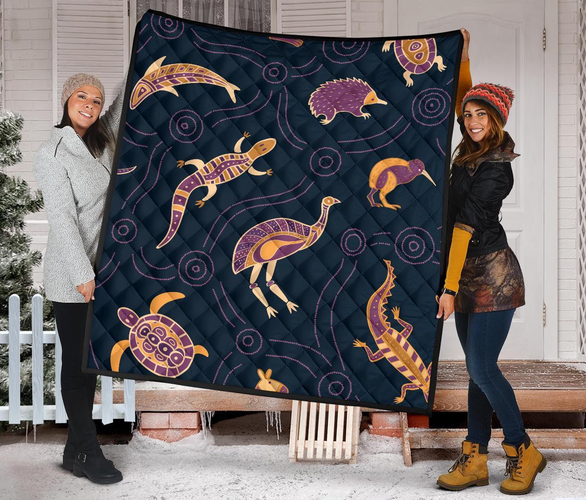 Premium Quilt - Indigenous Animals Patterns - Vibe Hoodie Shop