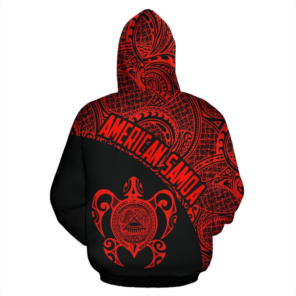 American Samoa Polynesian Hoodie Coat Of Arms In Turtle Red Zip - Up - Vibe Hoodie Shop