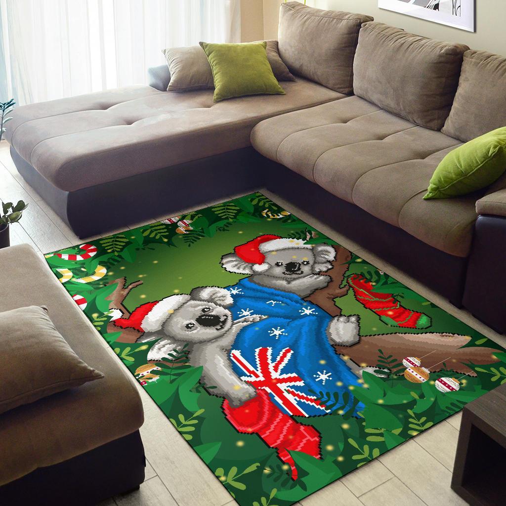 Christmas Area Rug - Australia Flag with Koala Ugly Christmas - Vibe Hoodie Shop