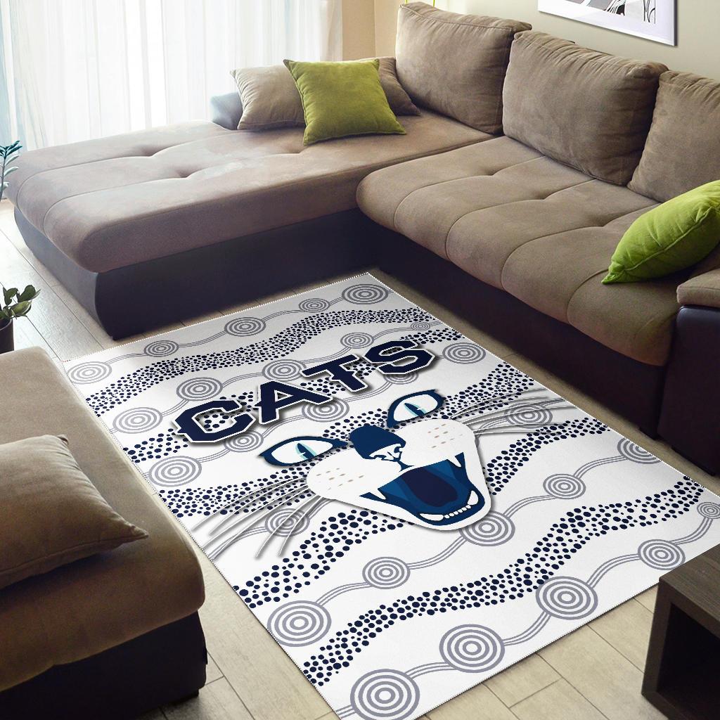 Geelong Area Rug Cats Indigenous - White - Vibe Hoodie Shop