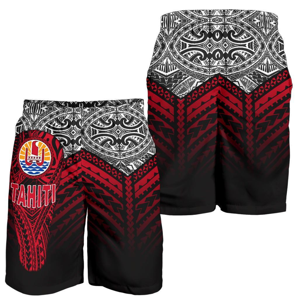 Tahiti All Over Print Men's Shorts Polynesian Tattoo Coat Of Arms - Vibe Hoodie Shop