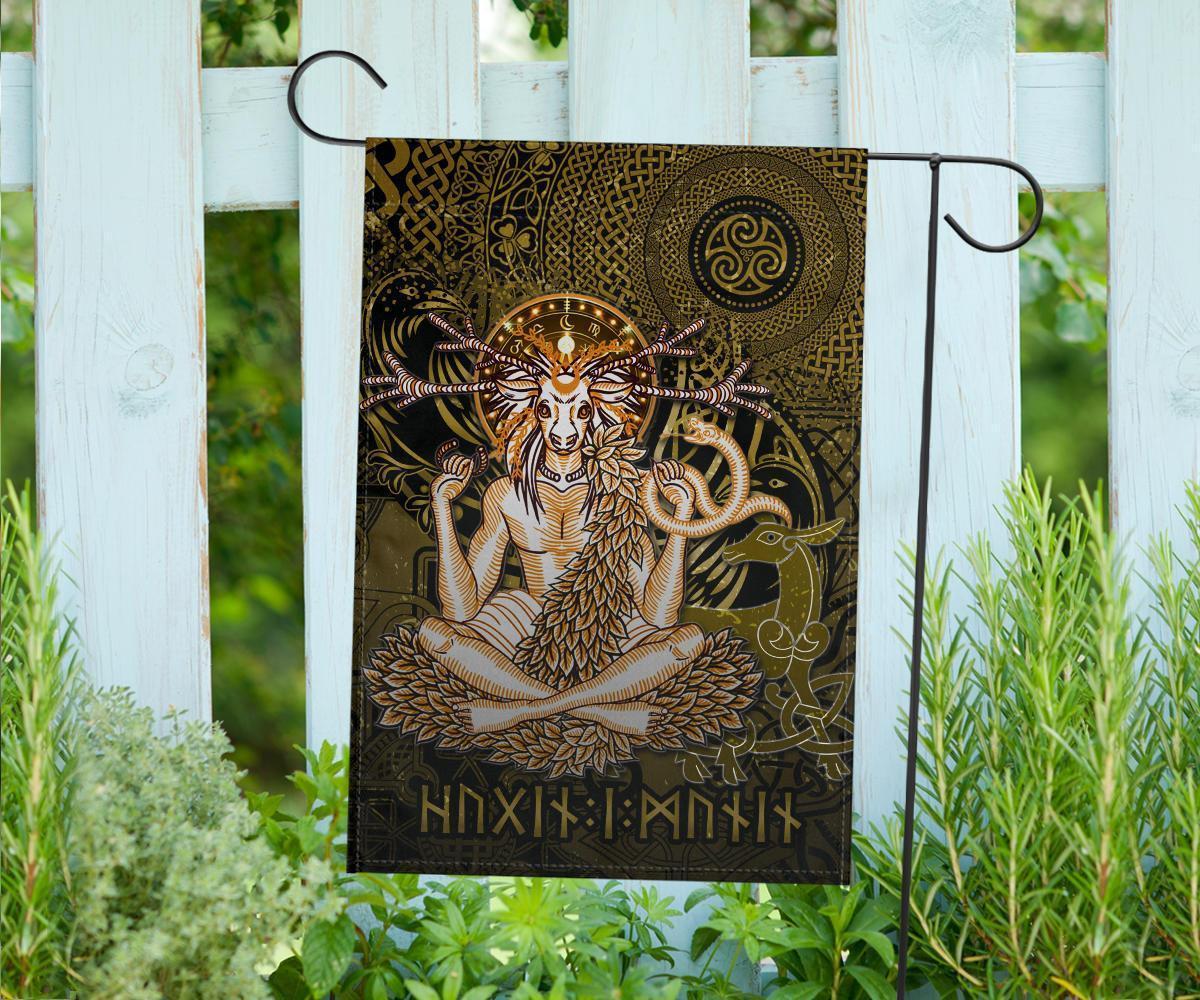 Cernunnos Goddess Garden Flag - Celtic God of the Forest - Vibe Hoodie Shop