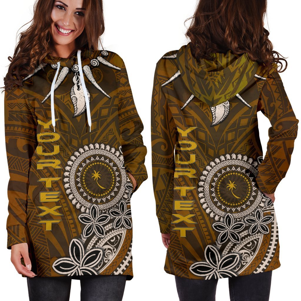 Chuuk Personalised Custom Women's Hoodie Dress - Polynesian Boar Tusk - Vibe Hoodie Shop