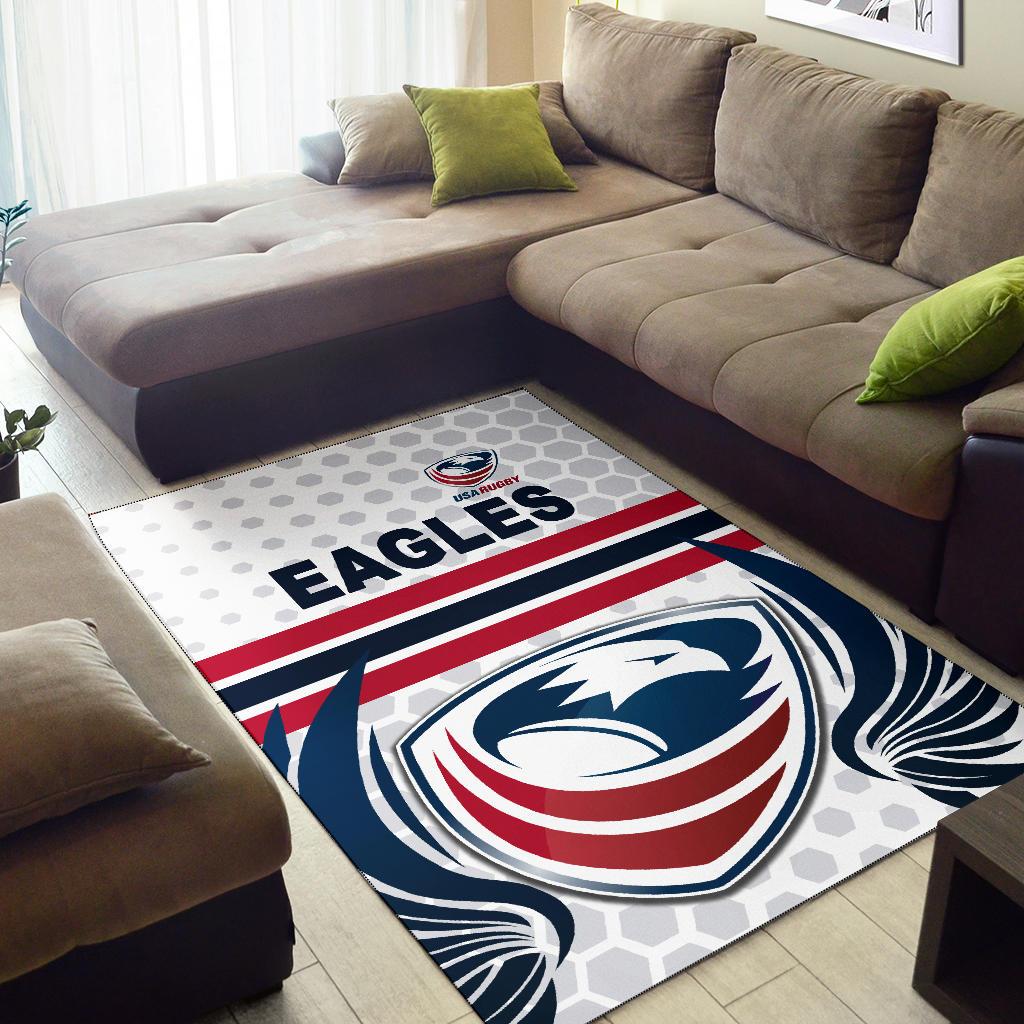 USA Rugby Area Rug Eagles Simple Style - White - Vibe Hoodie Shop