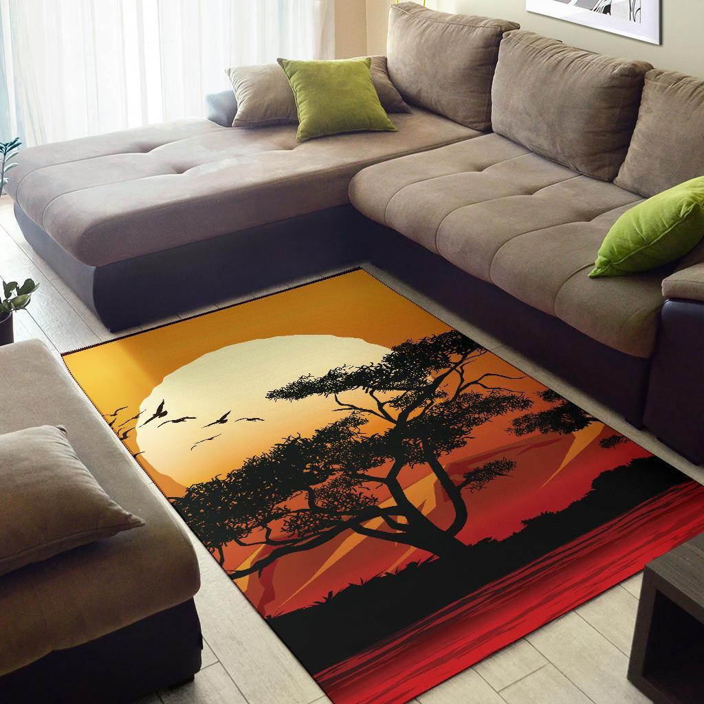 Area Rug - Sunset And Tree In Australia - Vibe Hoodie Shop