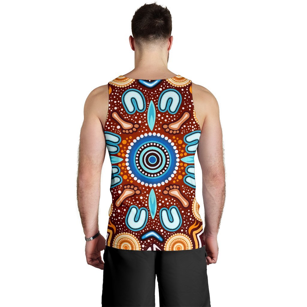 Aboriginal Men's Tank Top - Indigenous Circle Dot Painting Ver02 - Vibe Hoodie Shop