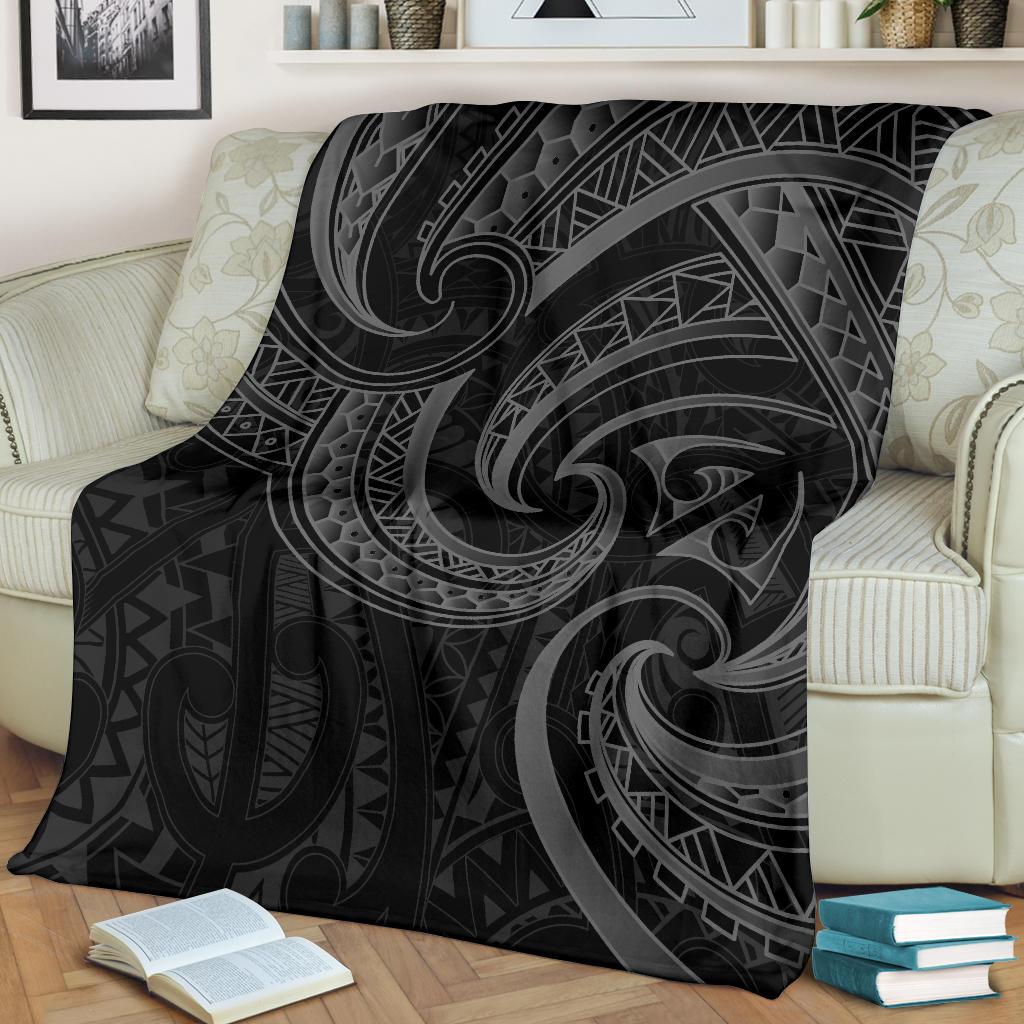 New Zealand Maori Mangopare Premium Blanket Polynesian - Black - Vibe Hoodie Shop