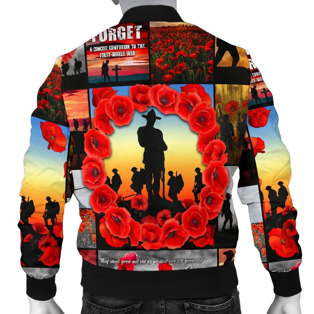 ANZAC Men's Bomber Jacket - Always Remember Australia's Soldiers - Vibe Hoodie Shop