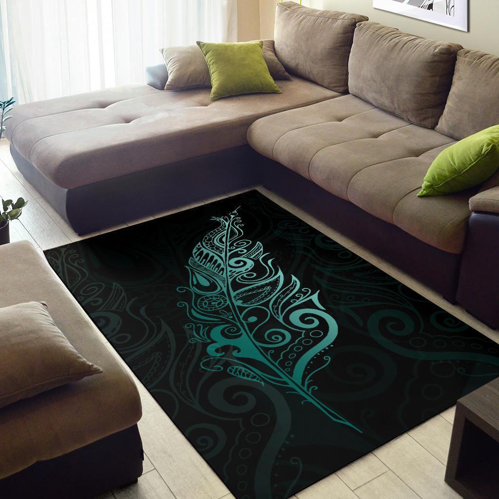 Light Silver Fern Area Rug, Turquoise - Vibe Hoodie Shop