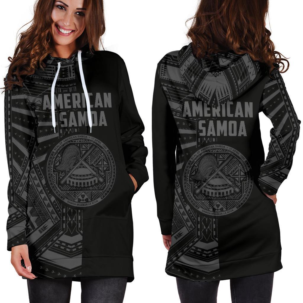 American Samoa Women's Hoodie Dress - Half Style (Gray) - Vibe Hoodie Shop