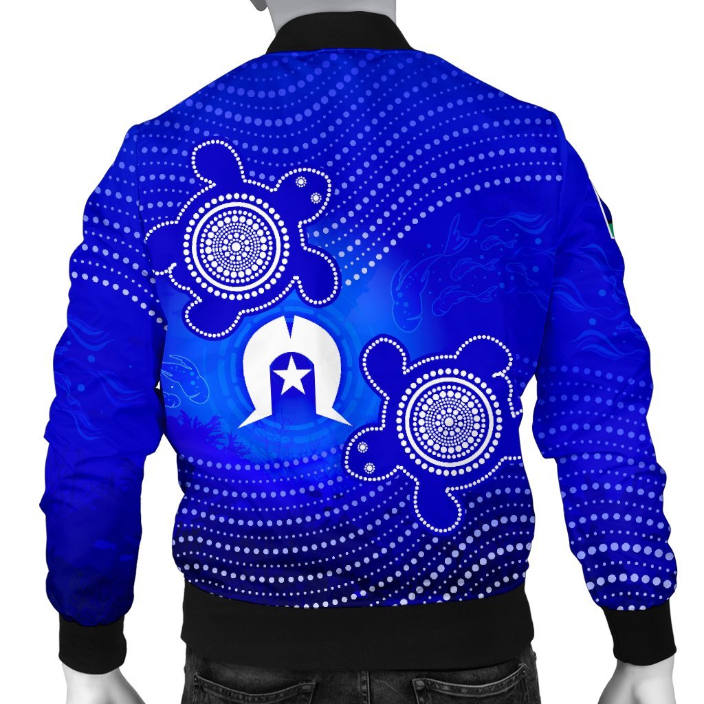 Custom Torres Strait Islanders Men's Bomber Jacket - Torres Symbol With Indigenous Turtle - Vibe Hoodie Shop