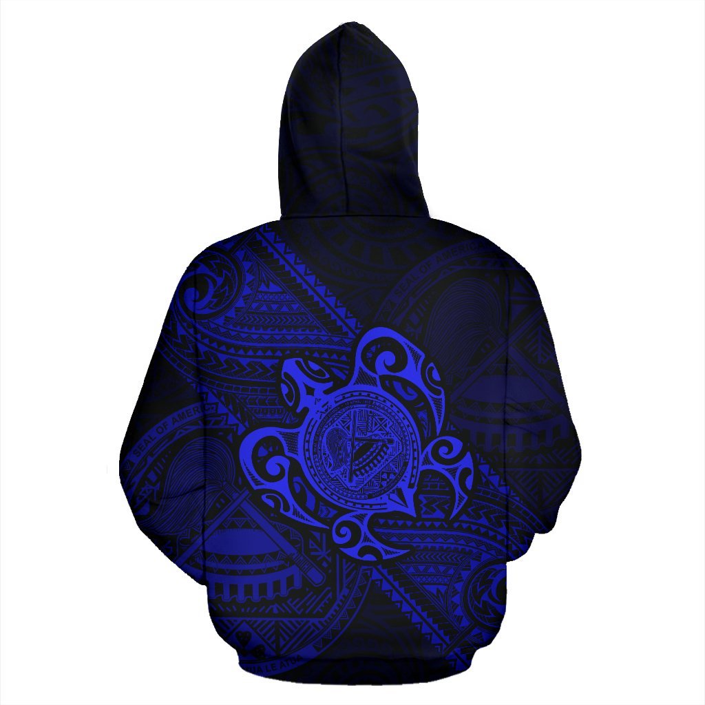 American Samoa Hoodie Turtle Mix Coat Of Arms - Polynesia Diagonal Line Style (Zip) - Vibe Hoodie Shop