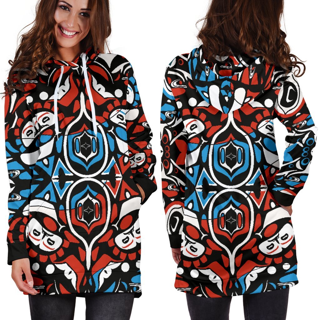 Canada Haida Pattern Hoodie Dress - Vibe Hoodie Shop