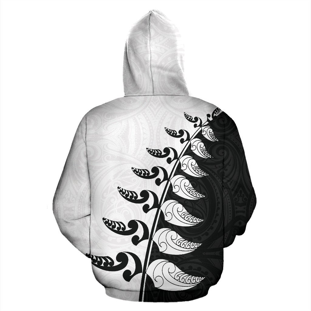 New Zealand Waitangi Day Hoodie, Maori Silver Fern Pullover Hoodie, Black Style - Vibe Hoodie Shop