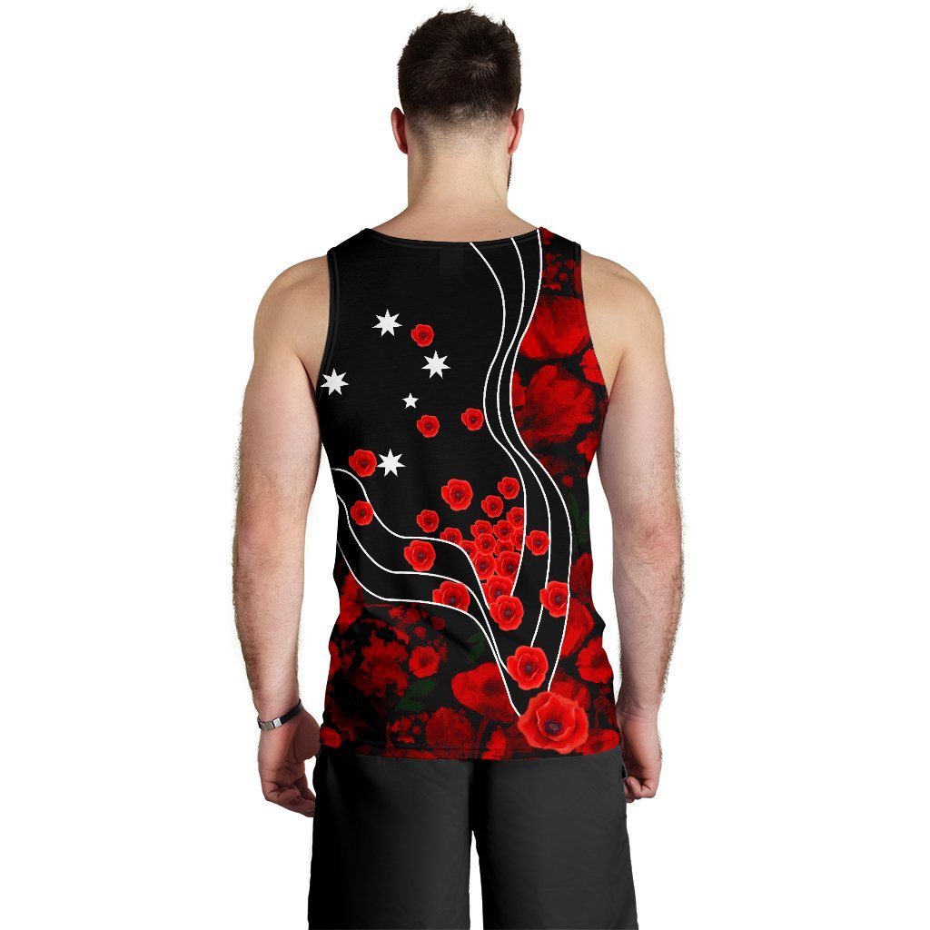 ANZAC Lest We Forget Men's Tank Top - Poppy Flowers - Vibe Hoodie Shop