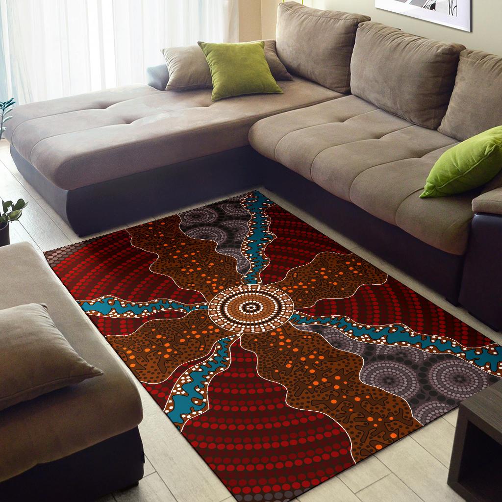 Area Rug - Aboriginal Dot Painting Rug Ver06 - Vibe Hoodie Shop