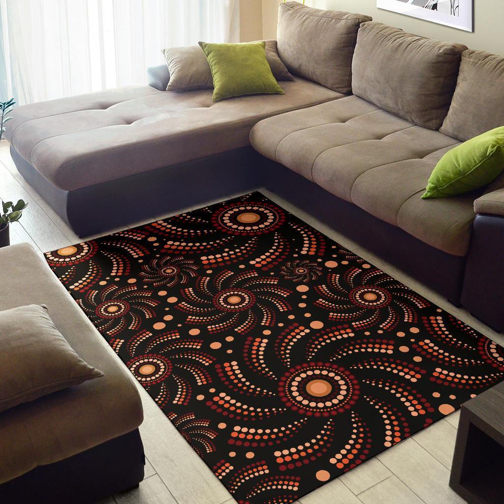 Aboriginal Area Rug - Aboriginal Circle Dot Painting Patterns - Vibe Hoodie Shop