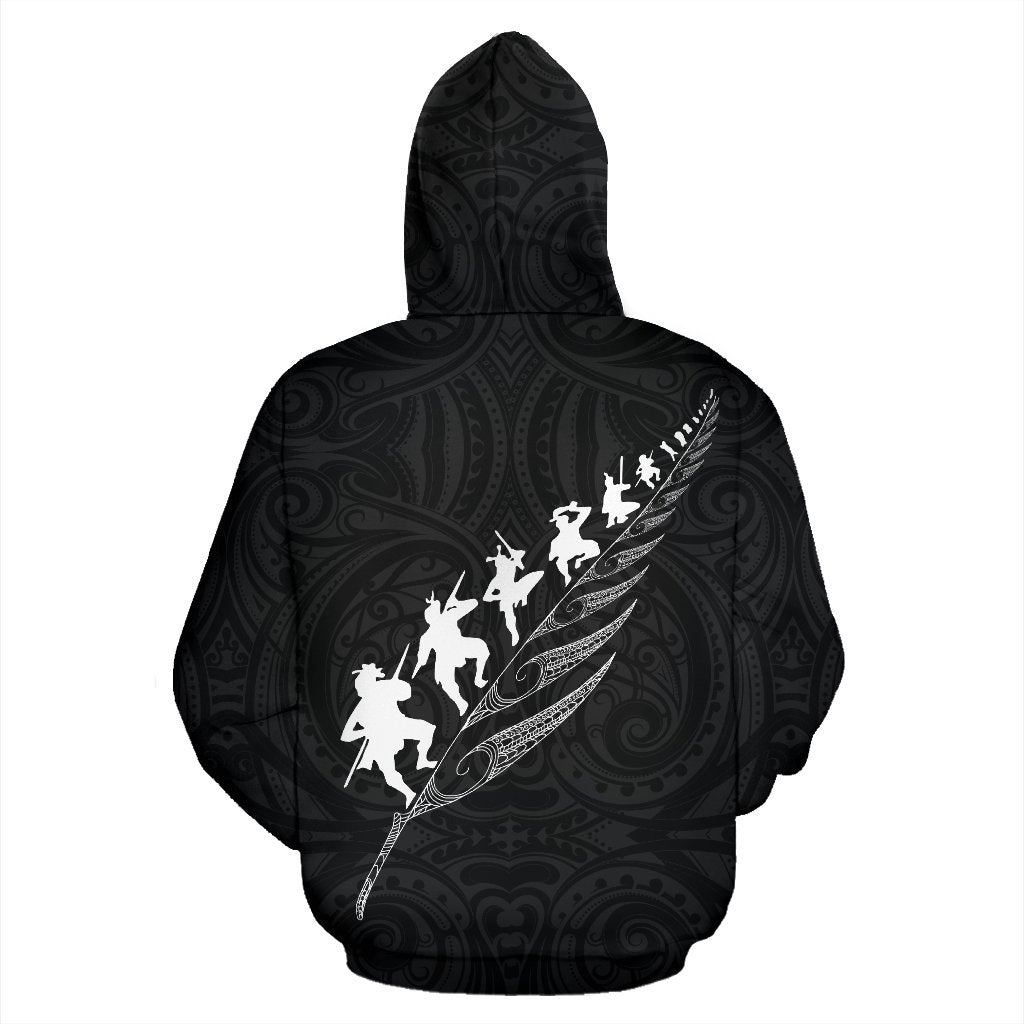 New Zealand Rugby Zip Up Hoodie, Maori Haka Fern Zipper Hoodie - Vibe Hoodie Shop