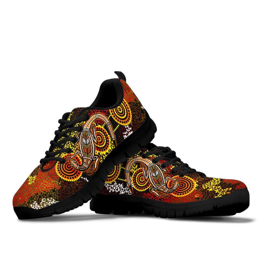 Aboriginal Sneakers, Kangaroo and Lizard Dot Painting Art - BN18 - Vibe Hoodie Shop