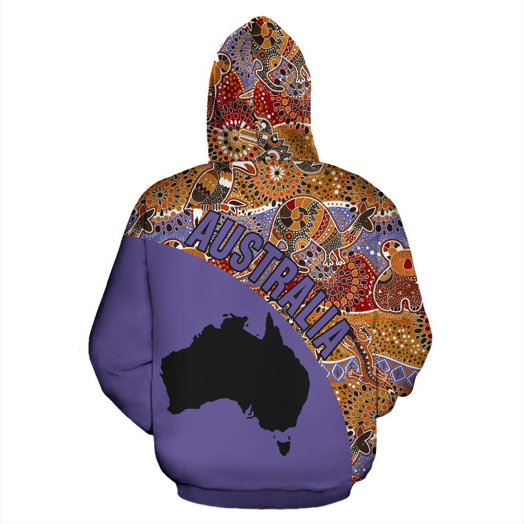 Aboriginal Zip Up Hoodie, Australia Map Patterns Koala Kangaroo 01 - Vibe Hoodie Shop