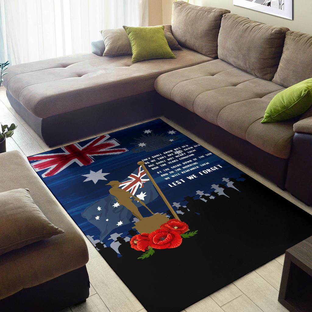 ANZAC Area Rug - Always Remember Australian ANZAC Day - Vibe Hoodie Shop