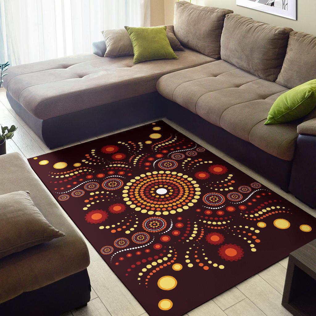 Aboriginal Area Rug - Indegenous Dot Painting Art - Vibe Hoodie Shop